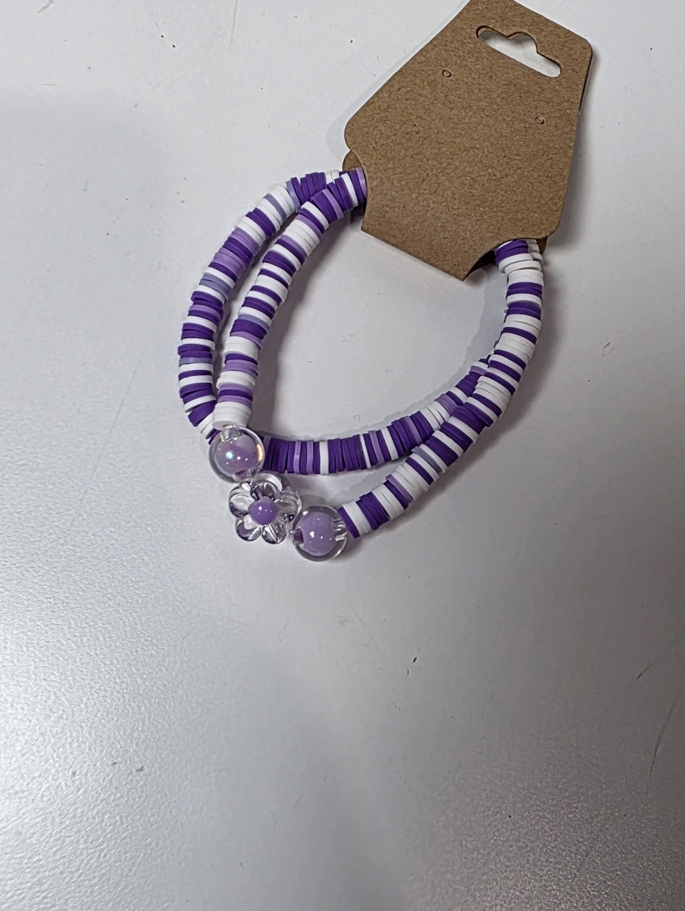 Purple Floral Bead Stackable Bracelet Set By Izzy G.